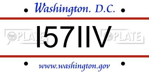 I57IIV District Of Columbia License Plate