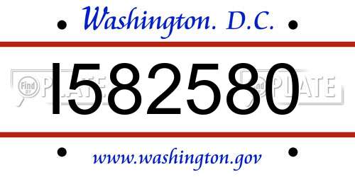 I582580 District Of Columbia License Plate