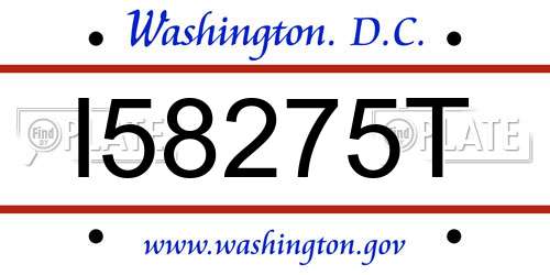 I58275T District Of Columbia License Plate