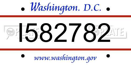 I582782 District Of Columbia License Plate