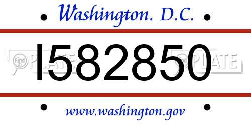 I582850 District Of Columbia License Plate