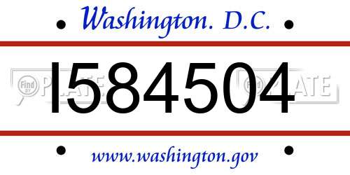 I584504 District Of Columbia License Plate