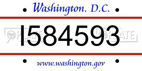 I584593 District Of Columbia License Plate