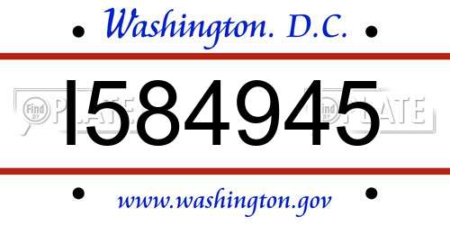 I584945 District Of Columbia License Plate