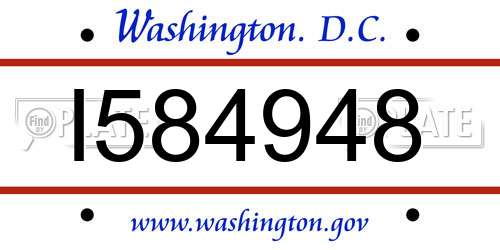 I584948 District Of Columbia License Plate