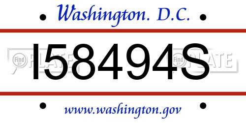 I58494S District Of Columbia License Plate