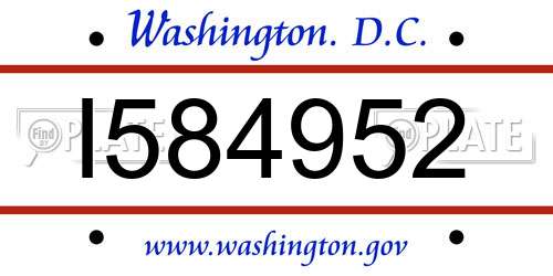 I584952 District Of Columbia License Plate