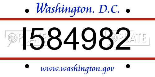 I584982 District Of Columbia License Plate