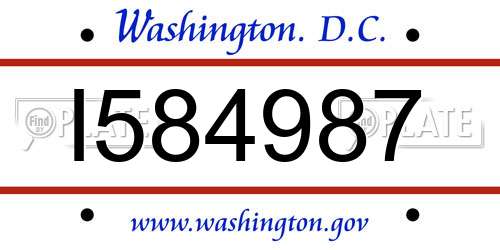 I584987 District Of Columbia License Plate