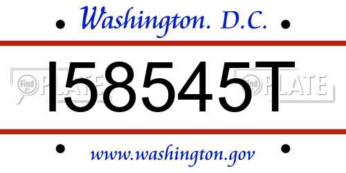 I58545T District Of Columbia License Plate
