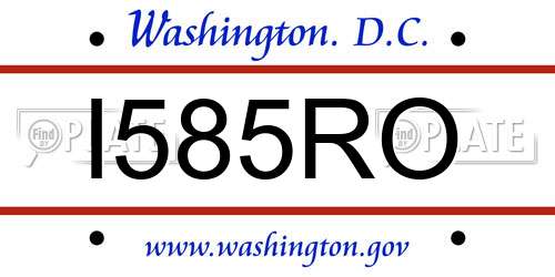 I585RO District Of Columbia License Plate