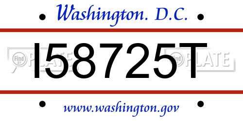 I58725T District Of Columbia License Plate