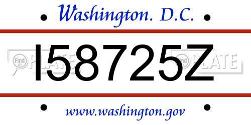 I58725Z District Of Columbia License Plate