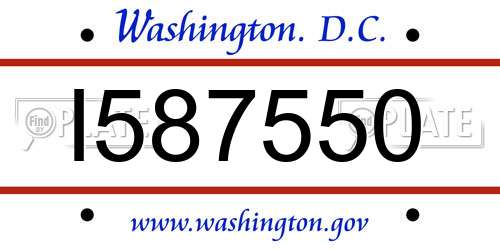 I587550 District Of Columbia License Plate
