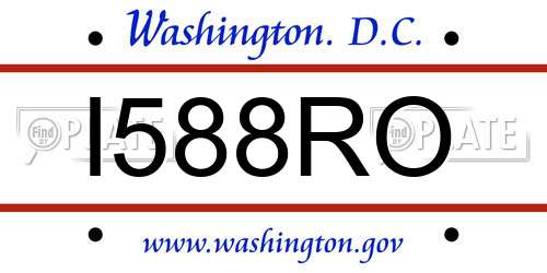 I588RO District Of Columbia License Plate