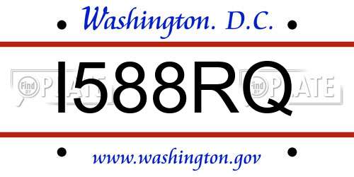 I588RQ District Of Columbia License Plate