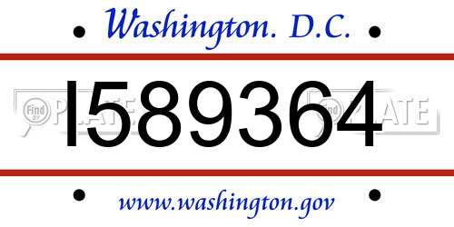 I589364 District Of Columbia License Plate