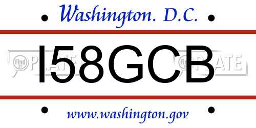 I58GCB District Of Columbia License Plate
