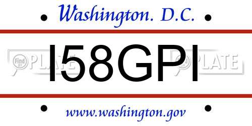 I58GPI District Of Columbia License Plate