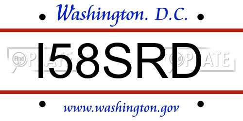 I58SRD District Of Columbia License Plate