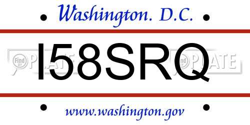 I58SRQ District Of Columbia License Plate