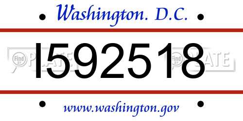 I592518 District Of Columbia License Plate