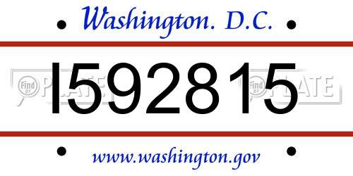 I592815 District Of Columbia License Plate