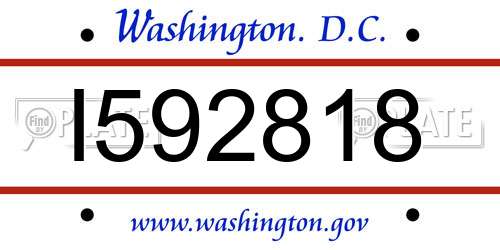 I592818 District Of Columbia License Plate