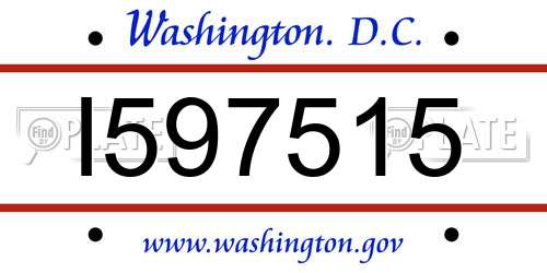 I597515 District Of Columbia License Plate