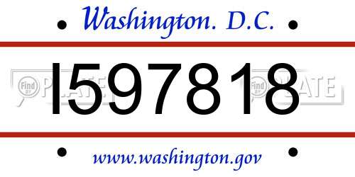 I597818 District Of Columbia License Plate