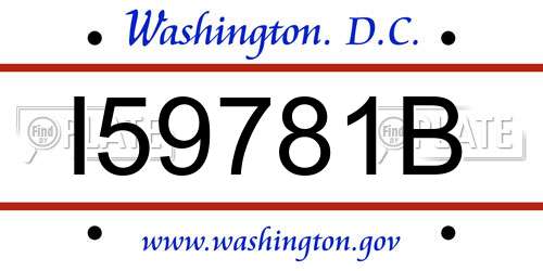 I59781B District Of Columbia License Plate