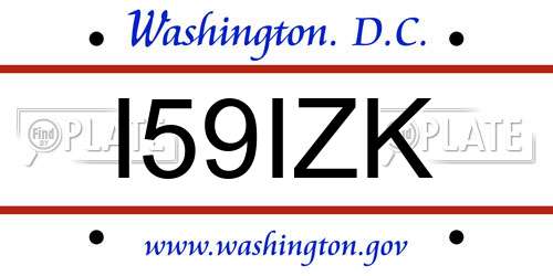I59IZK District Of Columbia License Plate