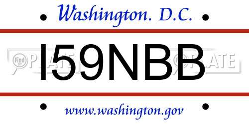 I59NBB District Of Columbia License Plate