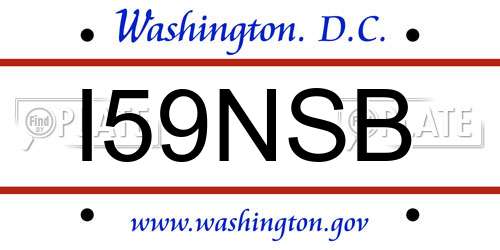 I59NSB District Of Columbia License Plate