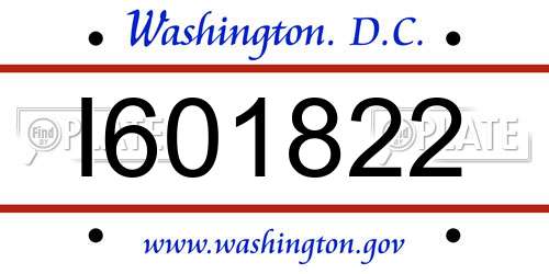 I601822 District Of Columbia License Plate