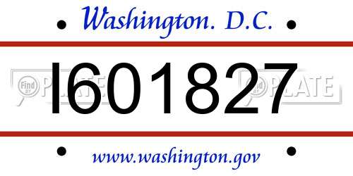 I601827 District Of Columbia License Plate