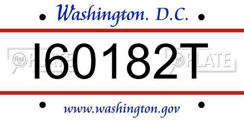 I60182T District Of Columbia License Plate