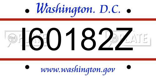 I60182Z District Of Columbia License Plate