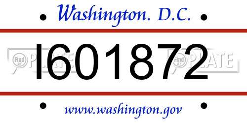 I601872 District Of Columbia License Plate