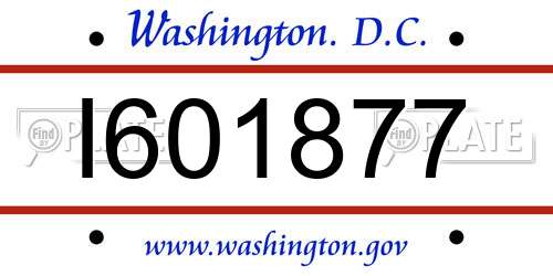 I601877 District Of Columbia License Plate