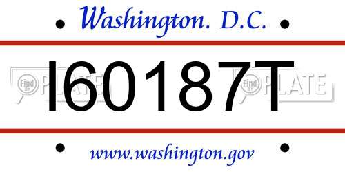 I60187T District Of Columbia License Plate