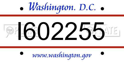 I602255 District Of Columbia License Plate