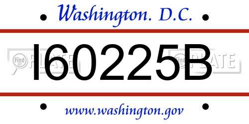I60225B District Of Columbia License Plate