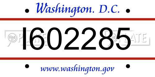 I602285 District Of Columbia License Plate
