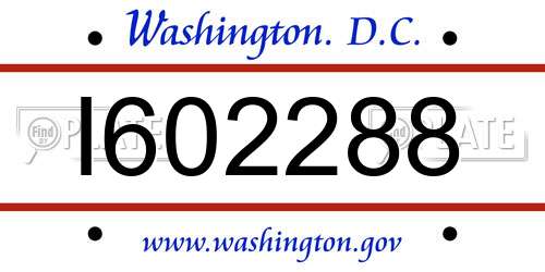 I602288 District Of Columbia License Plate
