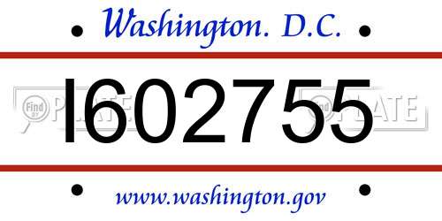 I602755 District Of Columbia License Plate
