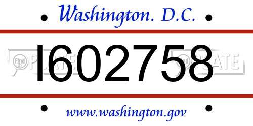 I602758 District Of Columbia License Plate
