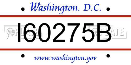 I60275B District Of Columbia License Plate