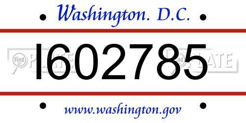 I602785 District Of Columbia License Plate