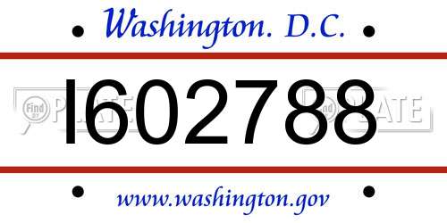 I602788 District Of Columbia License Plate